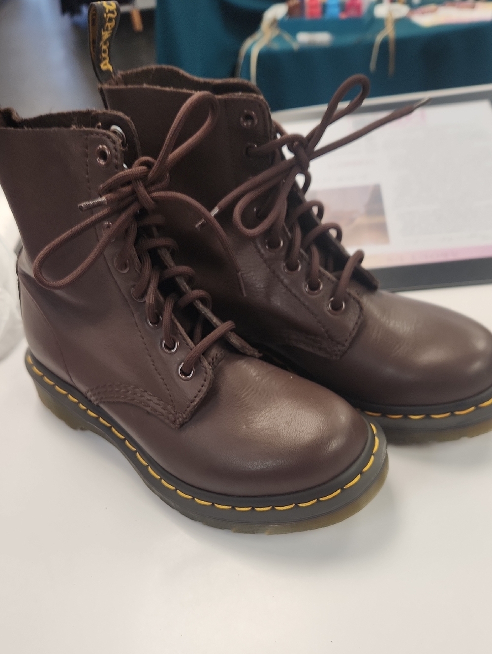 Dr. Martens Brown Leather Lace-Up Combat Boots Size 6